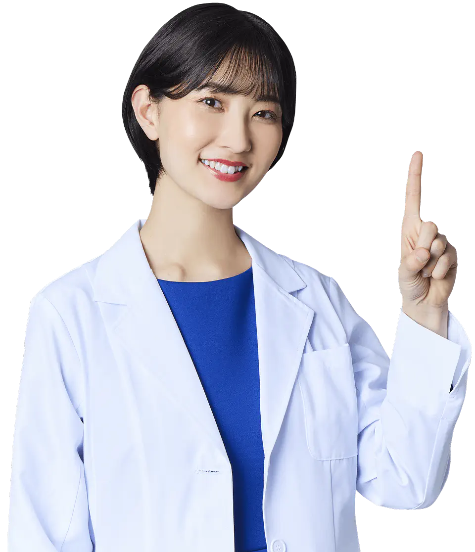 人差し指を立てている女性